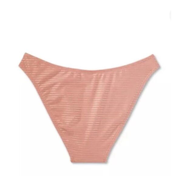 Wild Fable Womens Brown Lurex High Leg Cheeky High Waist Bikini Bottom Large - Picture 3 of 5